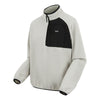 Light gray and black pullover with a brand logo on a white background