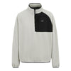 Gray and black pullover with a visible brand logo on a white background