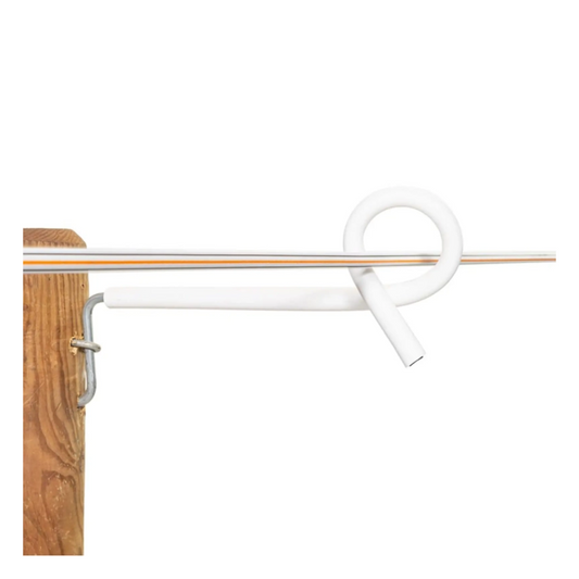 small pigtail post on wooden fence