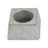 Square stone block with a circular depression on a white background