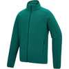 A teal green full-zip fleece jacket with a stand-up collar and a zippered chest pocket, shown on a plain white background.