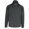 A dark gray heathered quarter-zip pullover jacket with a high collar and a gray stylized 'X' logo on the back neck, shown from the back against a plain white background.