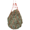 ball of hay in a red net on white background