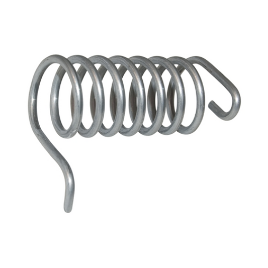 Metal spring with hooks on a white background