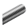 A close-up of a metallic bolt with a satin finish, shown diagonally on a plain white background.