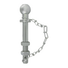 Metal trailer hitch with chain on a white background