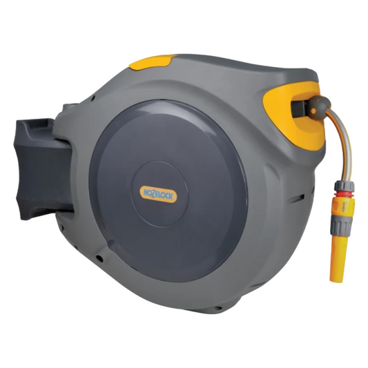 side view of Hozelock 40m AutoReel + 40m of 12.5mm Hose