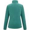 A women's long-sleeve fleece pullover jacket shown from the back, featuring a mock neck collar and a solid teal-green color, displayed on a clean white background.