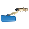 Blue handle with brass valve on a white background