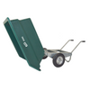 Green agricultural dump cart with a white background