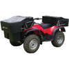 A red and black ATV with black cargo boxes mounted on the front and back, shown against a plain white background.
