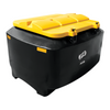 black and yellow feed bin