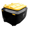 black and yellow feed bin
