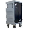 Gray storage locker with black door featuring 'JFC Equine' branding on a white background