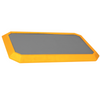 A rectangular gray mat with a bright yellow-orange raised border, shown on a plain white background.