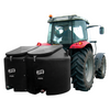 Tractor with a black storage tank attached on a white background