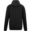 Black hooded jacket shown from the back on a plain white background.