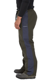 Person wearing green and navy pants with a visible brand logo on a white background