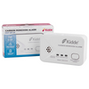 Carbon monoxide alarm with packaging on a white background