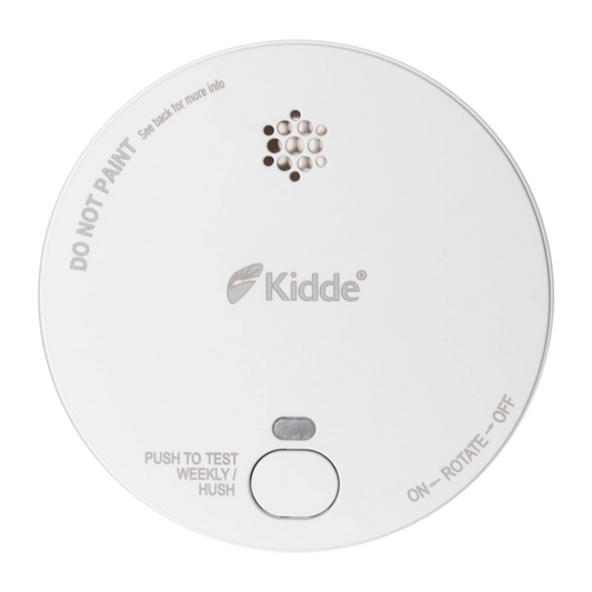 White smoke detector with Kidde branding on a white background