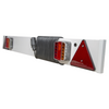 Trailer light bar with red triangle and clear lens on a white background