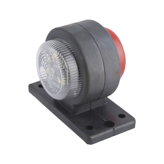 Marine navigation light with red lens on a white background