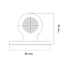 Diagram showing a circular object with dimensions labeled as 90 mm and 70 mm.