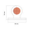 Diagram of a circular target with measurements on a white background