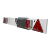 Trailer light bar with red triangle, clear lens, and black cable on a white background