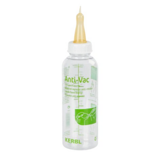 Clear bottle with a white cap labeled 'Anti-Vac' by Kerbl on a white background