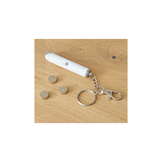 Laser Chaser Pet Toy pictured with batteries