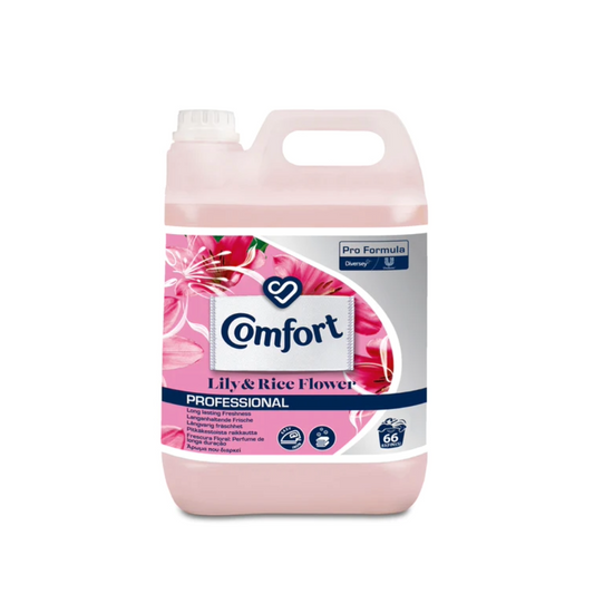 bottle of Lily & Rice Flower Comfort Pure Fabric Softener Pure 66 Wash