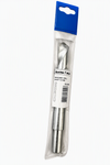 drill bit featuring a blue plastic hanger cap and a clear sleeve with a white label.