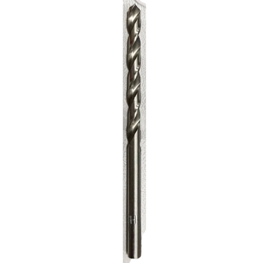 A single metal drill bit with a fluted cutting shank, shown vertically against a plain white background.