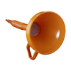 Orange plastic funnel on a white background
