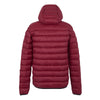Red puffer jacket on a white background