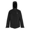 Black jacket with a hood on a white background