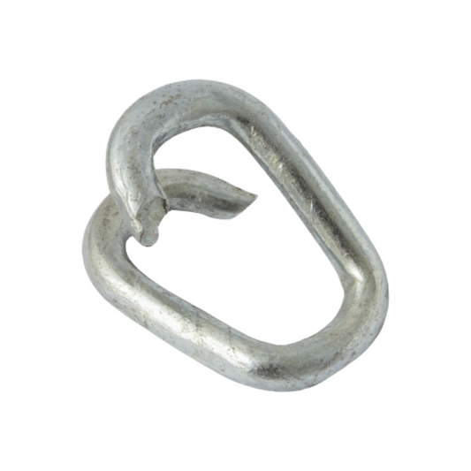 Metallic D-ring on a white background