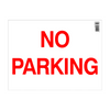 No Parking sign with red text on a white background