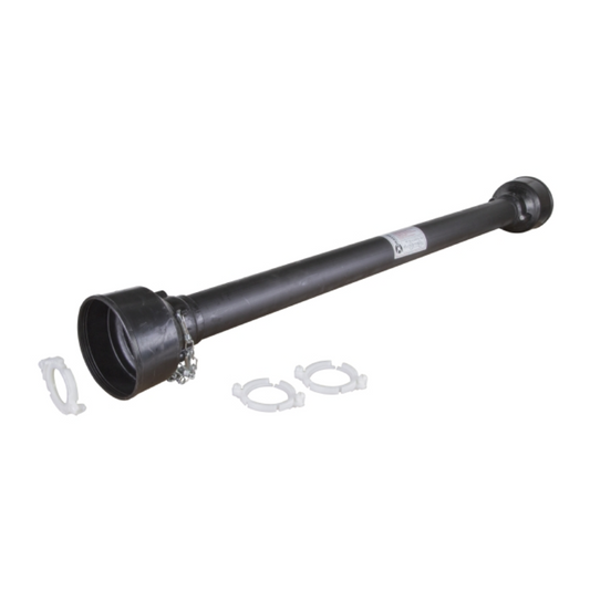 Black metal shaft with washers on a white background