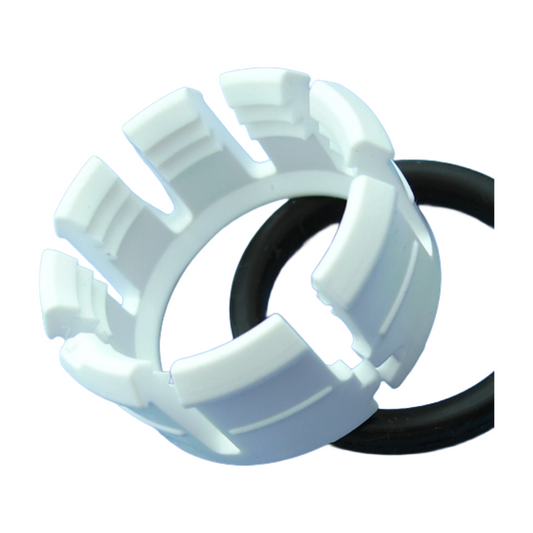 white clip with black rubber ring 