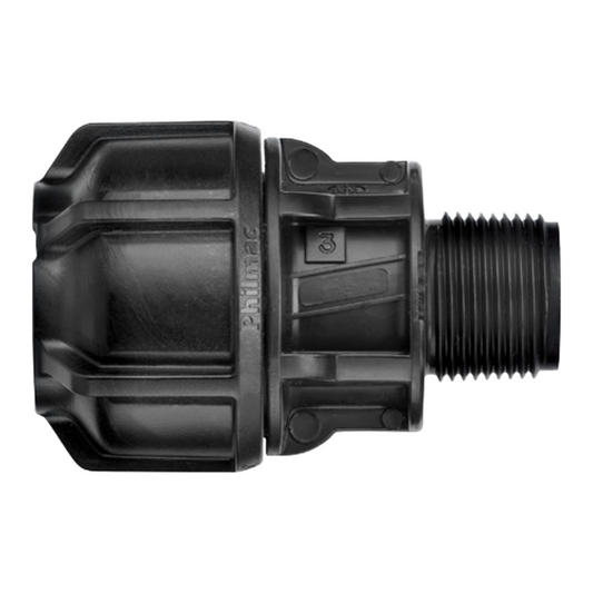 Black plumbing fitting on a white background