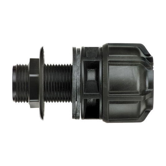 Black mechanical component on a white background