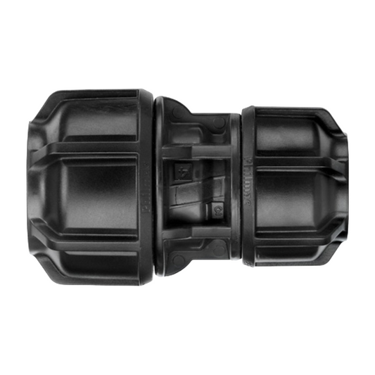 Black plastic fitting on a white background