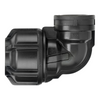 Black plastic fitting on a white background