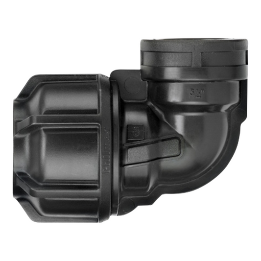 Black plastic fitting on a white background