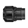 Black plastic fitting on a white background
