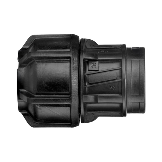 Black plastic fitting on a white background