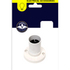 A white plastic electrical light socket adapter on its original retail card packaging, featuring a navy blue and yellow header with the Phoenix Quality Assurance logo.