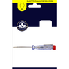 A Phoenix Electrical Accessories test light screwdriver on its original retail card packaging. The product features a clear plastic handle with a red end cap and a silver metal tip, shown against a white background with a navy blue and yellow header card.